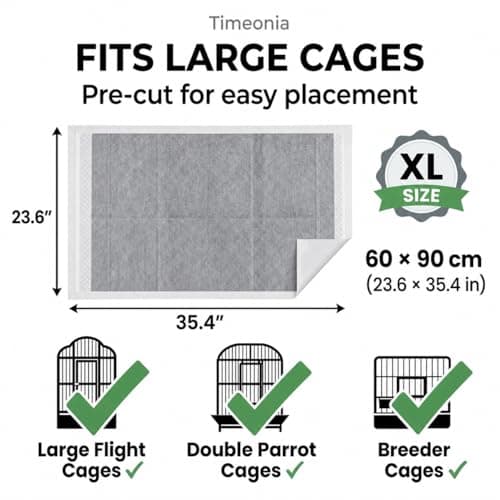 TIMEONIA XL Bird Cage Liners 20-Pack Bamboo Charcoal Pads - Thumbnail 4