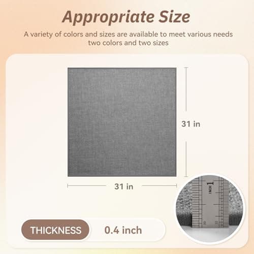 PADOOR Stair-Treads Landing Mat Non Slip Indoor, Square Stair-Runners for Wooden Steps Rubber Backing, Reusable Carpet Stair Treads, Durable Stair-Carpet Treads for Kids and Dogs 31"x31" Grey - Thumbnail 6