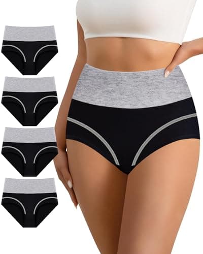 YDQ Womens Cotton Underwear Tummy Control High Waisted Postpartum Ladies Panties Post Partum Moisture Wicking Compression Breathable Pack Grey XL - Image 1