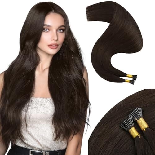 Moresoo Itip Hair Extensions Human Hair Dark Brown I Tips Hair Extensions Human Hair Soft Silky for Women 40g 50 strands I Tip Extensions Remy Hair 16 inch - Image 1