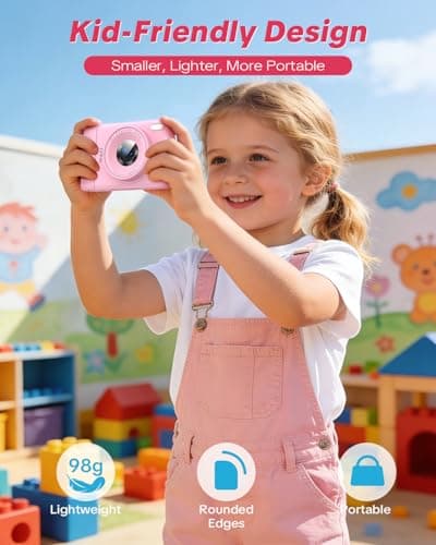 W & O Digital Camera,Kids Camera,Point and Shoot Digital Cameras for Kids,with 2.8" LCD Screen,64MP,16X Zoom,Built-in Game & SD Card for Boys & Girls(Sakura Pink) - Thumbnail 4