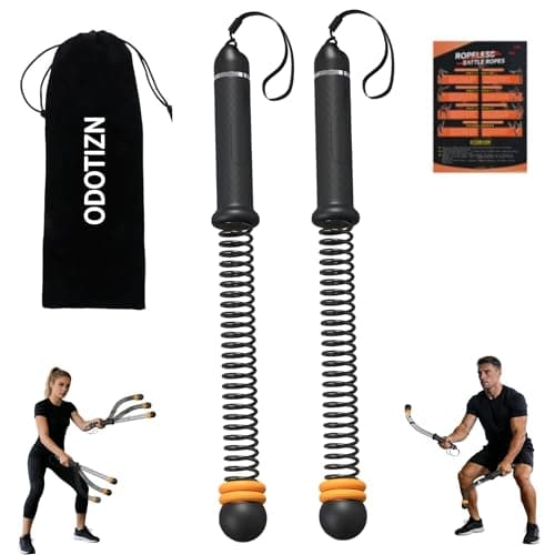 Adjustable Ropeless Battle Ropes for Home Gym, Portable Cordless Weighted Battle Rope Trainer with Resistance Levels, Storage Bag & Workout Guide for HIIT Cardio & Strength Training(Black - Image 1