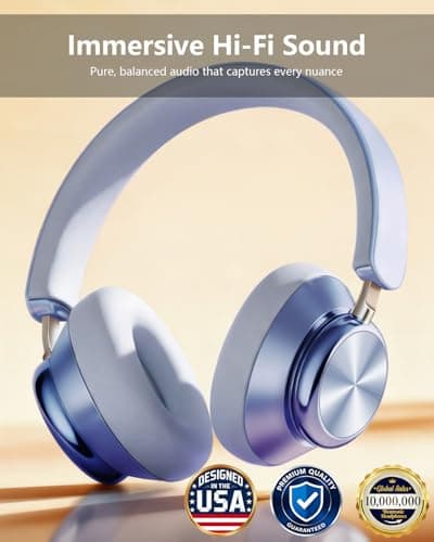 Wentronic Y03 Bluetooth Headphones Wireless Active Noise Cancelling Over Ear Headphones 48 Hours Playtime High Sound Quality 6 EQ Music Mode Headphones with Soft Ear Cushion - Blue - Thumbnail 2
