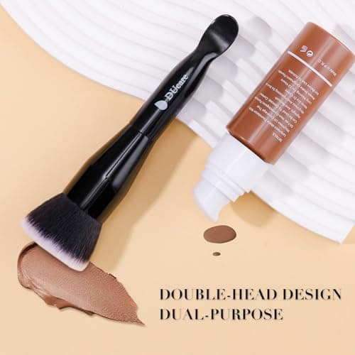 DUcare Foundation Brushes Flat Top Self Tanner Brush Dual-Ended Kabuki Brush with Spoon Handle for Liquid, Cream and Powder Face Makeup With Handle - Thumbnail 6