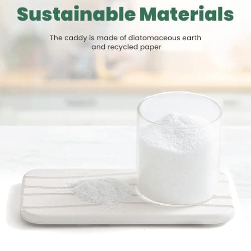 3PCS Water Absorbing Diatomaceous Earth Tray for Sink, Fast Drying Soap & Toothbrush Holders for Bathroom Counter, 1 Stone Tray, 2 Stone Coasters - Thumbnail 4