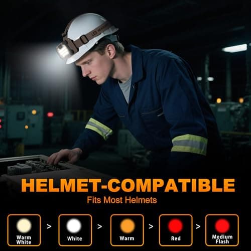 LED Headlamp Rechargeable Battery Powered Hard Hat 5 Light Mode 1000 Lumen Usb C Waterproof Bright Outdoor Camping Essential Fishing Gear Hiking Accessories Hunting Running Survival Power Outage Gifts - Thumbnail 2