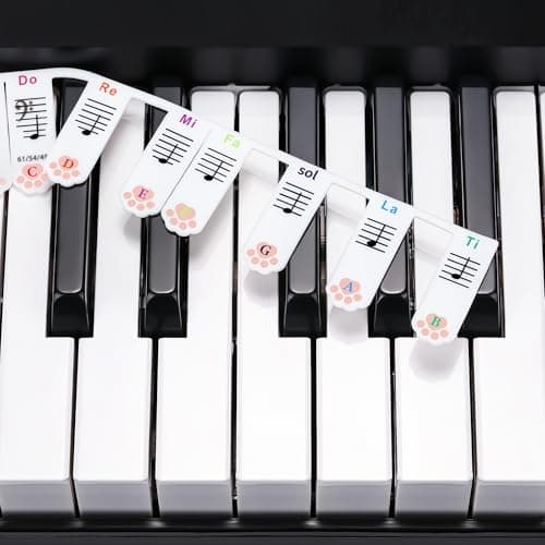 XynkoreX Silicone Piano Keyboard Stickers, Removable Piano Keyboard Note Labels for Learning, 88-Key Full Size, Piano Notes Guide for Beginner, Reusable Comes Unique and cute dog paw design (Rainbow) - Thumbnail 2
