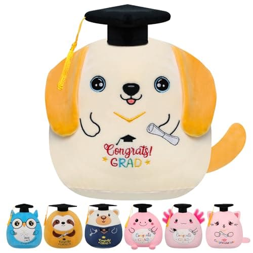 Graduation Dog Stuffed Animal for Men - Graduation Gift Puppy Plush with Graduation Cap Colorful Embroidery Congrats Grad for Boy Kindergarten Preschool Elementary Class of 2026 Gifts for Kids 10 Inch