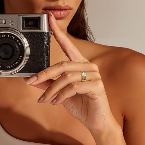 VOLUKA 4 Pcs Stainless Steel Rings for Women Set Knuckle Rings Simple Smooth Finger Stackable Rings Set Plain Band Rings for Women Men (gold-size 10) - Thumbnail 5