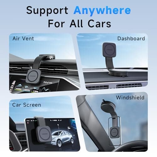 COOEXES Magnetic Car Phone Holder, Bendable Alloy Arm Car Mount with Vacuum Suction, All-in-one Dessign & 108LBS Strongest Suction & 360° Rotation for All MagSafe Phones iPhone 17 16 15 14 Pro Max - Thumbnail 2