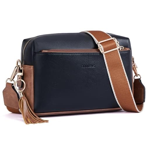 Roulens Triple Zip Small Crossbody Bag for women,Wide Strap Cell Phone Purse Shoulder Handbag Wallet with Credit Card Slots - Image 1