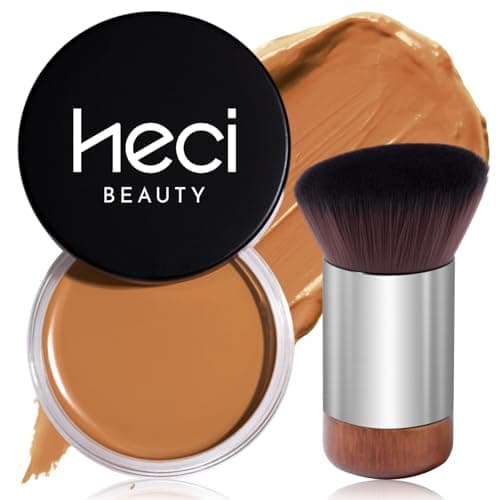 HECI BEAUTY Cream Bronzer with Brush, Creamy & Highly Pigmented Formula, Blendable Cream Contour Makeup with a Natural, Matte Finish - Buildable Formula for Shimmer-Free, Medium, 0.7 Oz - Image 1