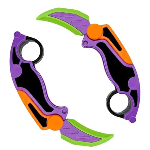 Fidget Claw Toy with Soft Silicone Blade, Plastic Karambit Practice Toy for Finger Spinning, 3D Printed Style Folding Pocket Spinner for Teens and Adults (Purple)