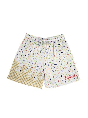 Men's Ice Cream Graffiti Print Mesh Athletic Lightweight Quick-Dry Gym Shorts with Pockets for Running Basketball Workout (US, Alpha, XX-Large, Regular, Regular, White) - Image 1
