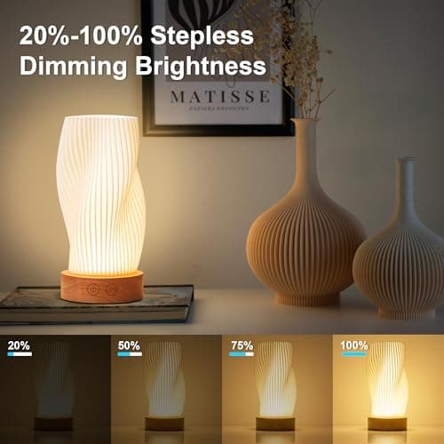 KARTOOSH Battery Operated Portable Desk Lamp Set of Two, Dimmable Cordless LED Table Lamp,3 Colors & Memory Function, Modern Rechargeable Bedside Lighting for Living Room, Bedroom, White, 8.6inch - Thumbnail 5