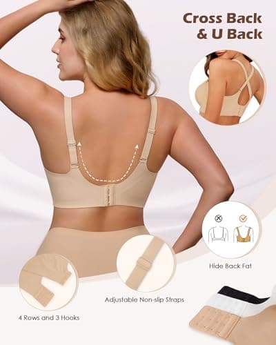 As Fairy Comfort Wireless Lift Bra for Women - Smooth Full Coverage Push Up Bras for Everyday Wear Nude 34DD - Thumbnail 3
