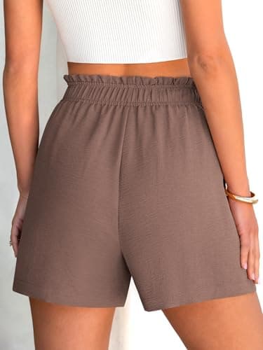 ANRABESS Shorts for Women Summer Casual Elastic High Waisted Dressy Lounge Shorts Comfy Bottoms 2026 Beach Vacation Clothes Deep Brown Small - Thumbnail 4