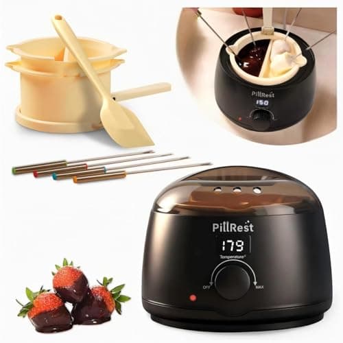 Chocolate Melting Pot, Electric Candy Melter with 2 Non-Stick Silicone Bowls, Digital Display for Real-Time Temperature Control, Fondue Warmer Set for Dipping Chocolate, Cheese, Candy & Cake Pop - Image 1