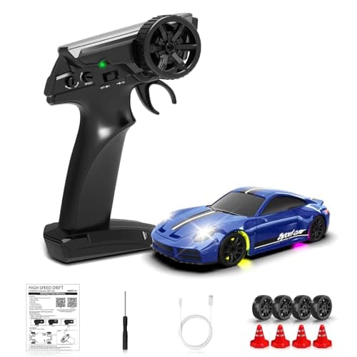 Sakeye 1/43 RC Drift Car, Mini Drifting RC Car with Gyro 2.4GHz Full Proportional Drift Cars 4WD RTR Remote Control Cars with Colorful Lights High Speed Fast Racing Vehicle Gift for Kids Boys Adults - Image 1