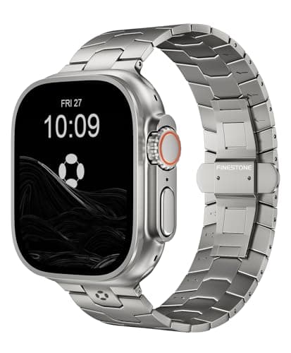 FiNESTONE AGIS02 Titanium Band for Apple Watch Ultra 3/2/1 Band 49mm & Series 11/10 46mm, Premium Adjustable Ultra Watch Band for Men with Butterfly Clasp, Durable and Lightweight iWatch Strap,Natural - Image 1
