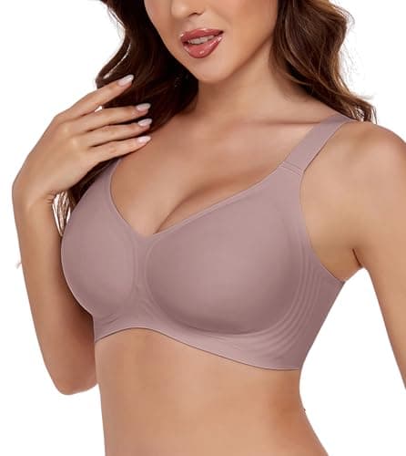 SHIJIALI Womens Seamless Wireless Bra Push Up Bras Buttery Comfort Soft No Underwire Full Coverage Everyday T-Shirt Bra Grey, Size L - Image 1