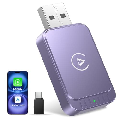 AuroraLink Wireless Carplay & Android Auto Wireless Adapter 2-in-1 Fast & Stable Carplay Wireless Adapter Convert Wired to Wireless Car Play Dongle for iOS 10+/Android 11+ (Purple) - Image 1
