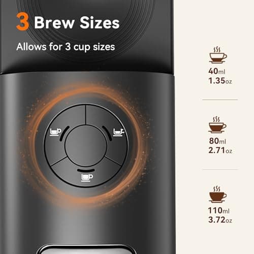 PURHUGO CHEF Mini Espresso Capsule Machine-One Cup Coffee Machine Single Serve Coffee Maker,Perfect for Small Space,20.29oz Removable Tank,Black - Thumbnail 5