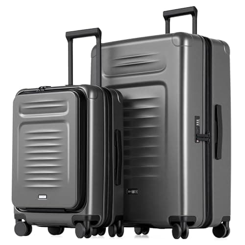 Coolife Luggage Sets Checked Suitcases - 2 Piece, Travel Carry on with Spinner Wheels, Expandable Hardside Large Suitcase with TSA Lock,20+29 Inch Grey - Image 1