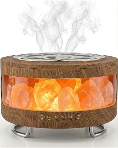 Essential Oil Diffuser with Himalayan Salt Lamp, 350ml Ultrasonic Aromatherapy Humidifier, 7 Colors LED Light, Timer & Auto Shut-Off for Home Bedroom Office Spa Yoga - Image 1