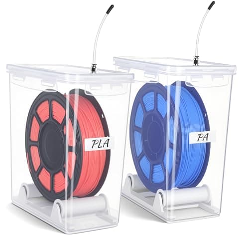 Qacoczme 3D Printing Filament Storage Box with air-Tight connectors and Filament Spool Holders - Filament Dry Box for Filaments Sealing and Protection with Desiccant & Label (5.8L,2Pack) - Image 1