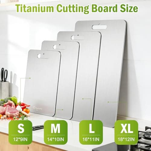 Titanium Cutting Board, 100% Pure Titanium Cutting Boards for Kitchen, Dishwasher Safe Chopping Board, Double Side Designed for Separating Raw Meat, Fruits and Vegetables,Odor Resistant(12"L x 9"W) - Thumbnail 2