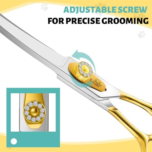 Ethyxe 7 Inch Curved Grooming Scissors for Dogs and Pets, Professional Up-curved Scissor, Premium Steel Scissors for Dog Grooming, Ideal for Dogs, Cats, and Other Pets - Thumbnail 3