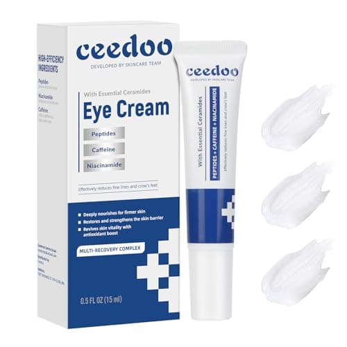 ceedoo Eye Cream for Wrinkles, Fine Lines & Crows Feet - With Ceramides, Peptides + Caffeine + Niacinamide - Anti Aging Skin Renewing Under Eye Cream for Men and Women, 0.5 Oz - Image 1