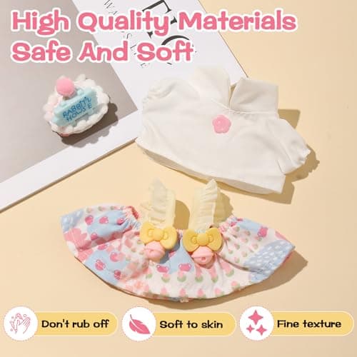 Clothes for Blind Box Dolls, Premium 3-Piece Doll Clothes Accessories Set with Birthday Hat and Skirt Outfit Suitable for Plush Blind Box Toy (Ice Cream Set) - Thumbnail 4