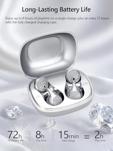FUNNYEAH JewelPods H01 Wireless Earbuds for Small Ear, Open Ear Earbuds Jewelry-Inspired Designs Metal Headphones, Excellent Spatial Audio,Sweat and Water Resistant,72H Play - Thumbnail 6