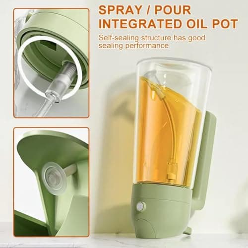 XBllcyiv 16oz/470ml Glass Olive Oil Sprayer for Cooking - 2 in 1 Olive Oil Dispenser for Kitchen Gadgets, Air Fryer, Salad, and BBQ (Green) - Thumbnail 5
