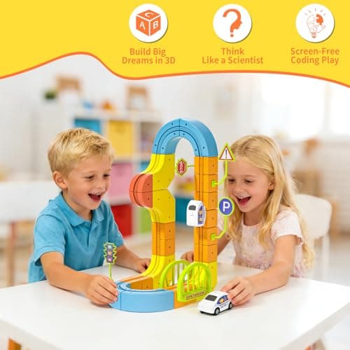 Electric Train Set for Kids, Cube Track with Motorized Engine, 3D Gravity-Defying STEM Toy for Kids Ages 3-8, Boys & Girls Building Gift (91 Pcs) - Thumbnail 3