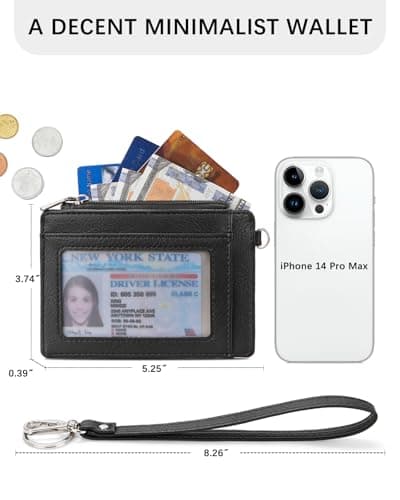 BOSTANTEN Small Wallet For Women RFID Leather Credit Card Holder Slim Wristlet Keychain Wallet With Zipper Pocket White Cow Print - Thumbnail 4