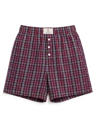 ANRABESS Shorts for Women 2026 Summer Casual Lounge Pajama Sleep Gingham Boxer Shorts Soft Comfy Beach Pj Bottoms Pockets Red Grey Plaid Large - Image 1