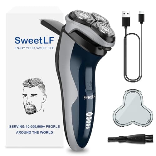 SweetLF Electric Razor for Men with Pop-Up Trimmer, IPX7 Waterproof Electric Shaver, Rechargeable Cordless Shavers for Men, Type-C, 120Mins Runtime, Plug & Play, Blue - Image 1