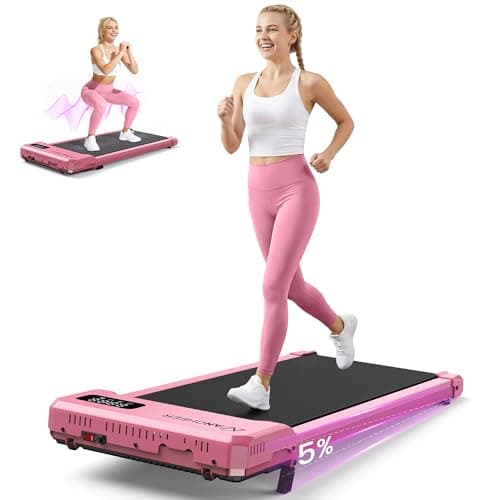 Pink Walking Pad Treadmill with Incline - Under Desk Treadmill with Vibration Plate, 2.5HP Compact Portable Treadmills for Home Small Spaces, Office, Remote Control & LED Display