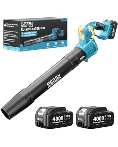 SEESII Leaf Blower Cordless, Rotated 180° Electric Leaf Blower with 2 * 4.0Ah Batteries and Charger, 550CFM 150MPH Lightweight Blower with 5 Speed Mode for Lawn Care, Yard, Patio & Outdoor Use - Image 1