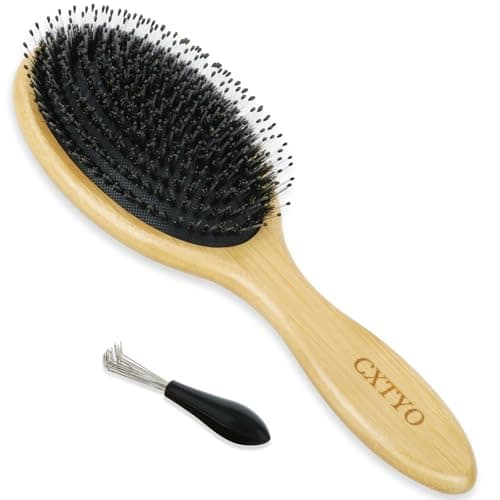 CXTYO Bamboo Hair Brush - Boar & Nylon Bristle Paddle Brush for Thick, Curly Hair - Anti Static Detangling, Reduces Hair Breakage - Image 1