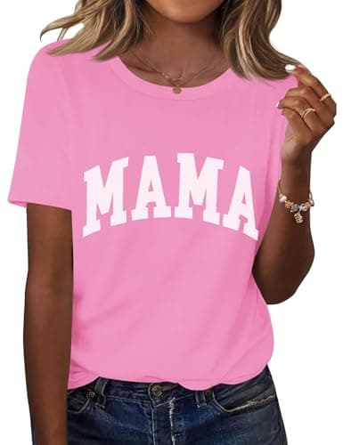 Kistore Ladies Blouses and Tops Pink Plus Size Crew Neck Short Sleeve Summer Clothes 2026 Mama Shirts for Women 3XL - Image 1