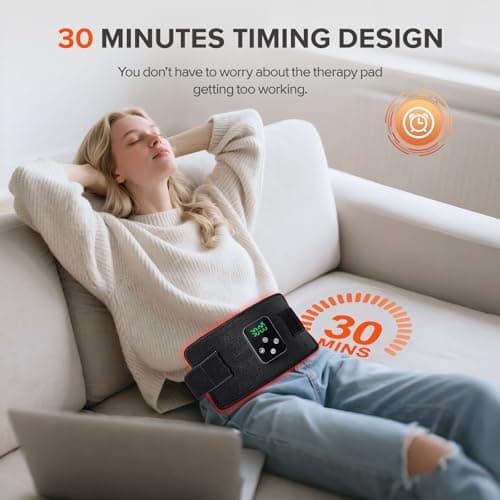 Cordless Red Light Therapy Belt, 3000mAh Battery Rechargeable Magnetic LED Screen Controller, Portable & Cordless, 12.4" * 5.7" Cordless Infrared Red Light Therapy for Body Back Knee Leg - Thumbnail 4