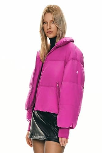 Orolay Puff-O Women's Winter Oversized Cropped Puffer Jacket Zip Up Short Down Coat Stand Collar Baggy Overcoat Rose Small - Thumbnail 5