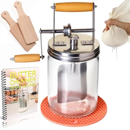 Dazey Butter Churner - Cheese Cloth, Shaping Paddles, Recipe Book INCLUDED- Hand Crank Manual Butter Maker- Create Delicious Homemade Butter With Your Own Hand Crank Dazey Churner - Image 1