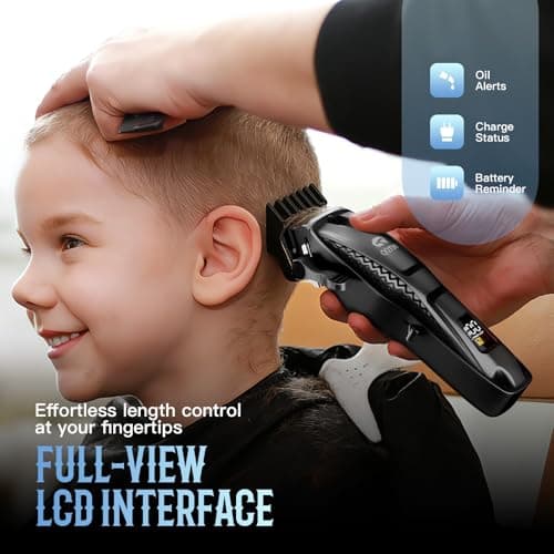 QQTIN Hair Clippers for Men Professional, Cordless Clippers and Trimmers Set for Hair Cutting, 8500RPM Rechargable Electric Hair Trimmer for Self-Haircut and Family Use (Black) - Thumbnail 4