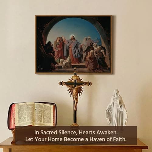 Vintage Framed Jesus Wall Art, Religious Wall Decor for Pray Room Christmas Decorations Canvas Wall Prints Jesus Pictures,Serenity Prayer Wall Art for Baptism Gifts for Boys& Girls,12x16 - Thumbnail 6