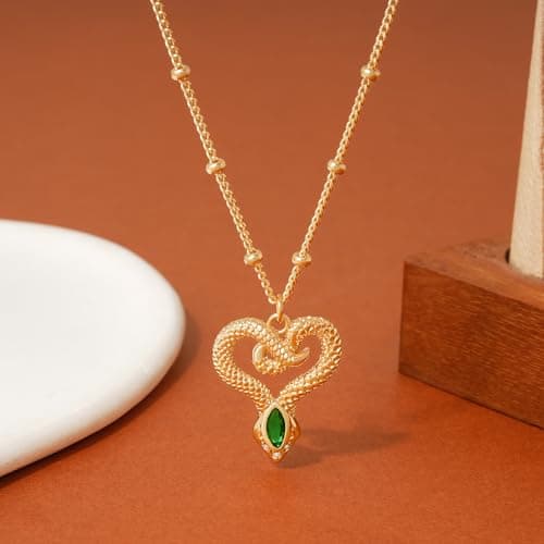 Valloey Rover Dainty Gold necklace for Women?Diamond Gold Snake Necklace for Women Trendy Waterproof Jewelry Gold Pendant Chain Necklace Jewelry Gifts for Her - Thumbnail 6